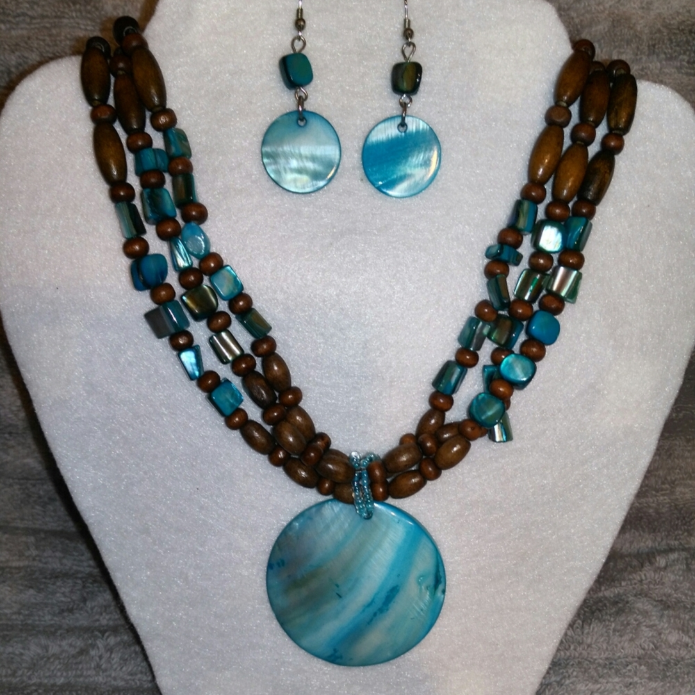 Beautiful Abalone Shell necklace & earrings.